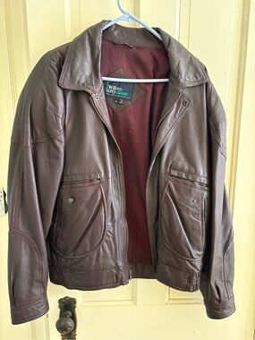 Vintage William Barry Brown Leather Bomber Jacket